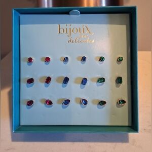 Colored Rhinestone Stud Earrings, by Bijoux Bar, New in Box